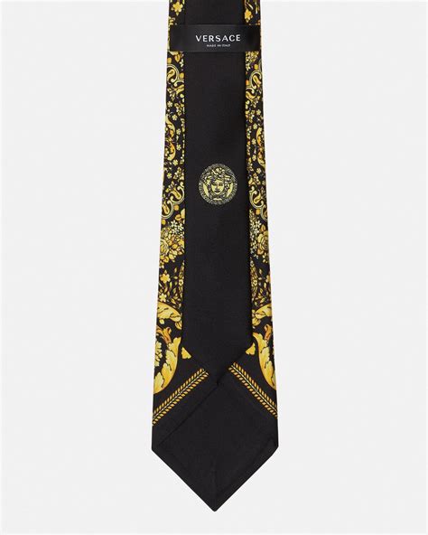 versace tie black and gold|Barocco Silk Tie Black,Print .